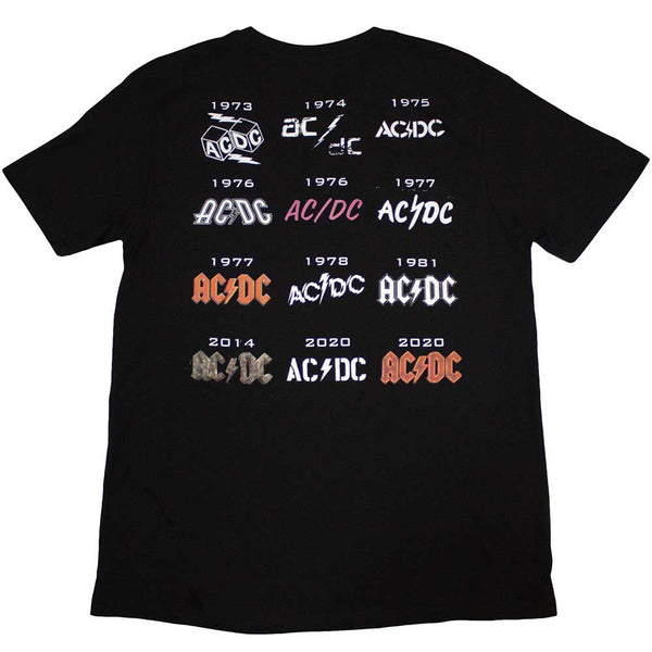 AC/DC | Official Band T-Shirt | Logo History (Back Print)