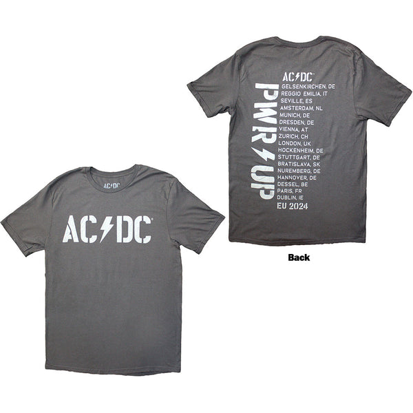 AC/DC | Official Band T-Shirt | Logo PWR-UP EU Tour '24 (Back Print & Ex-Tour)