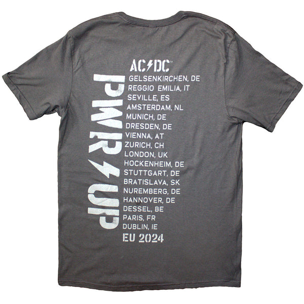 AC/DC | Official Band T-Shirt | Logo PWR-UP EU Tour '24 (Back Print & Ex-Tour)