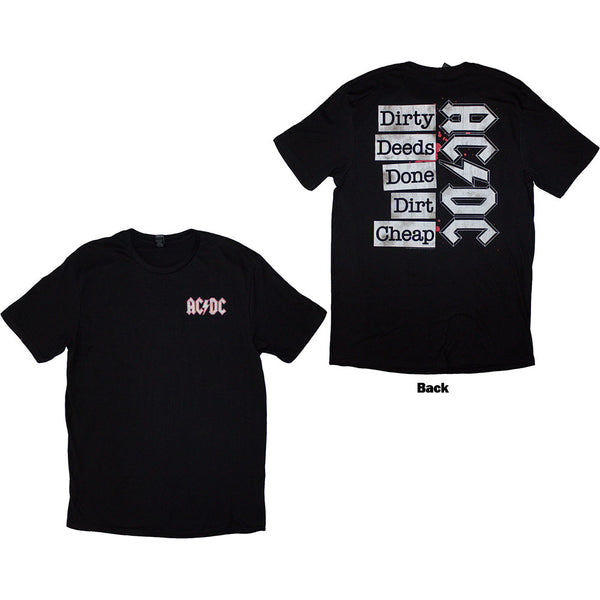 AC/DC | Official Band T-Shirt | Mini Logo / Dirty Deeds (Back Print)