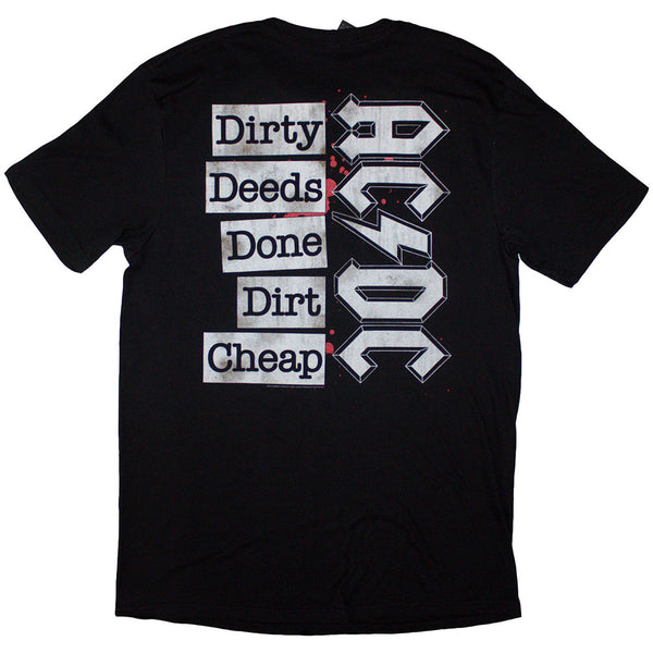AC/DC | Official Band T-Shirt | Mini Logo / Dirty Deeds (Back Print)