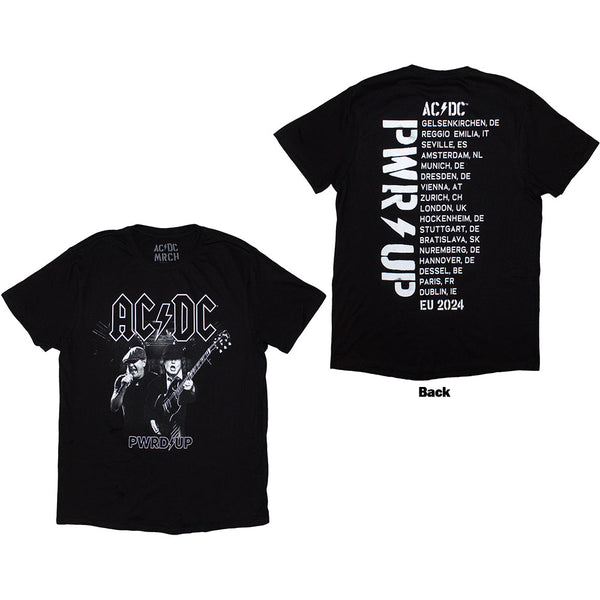 AC/DC | Official Band T-Shirt | PWRD-UP B&W Photo EU Tour '24 (Back Print & Ex-Tour)