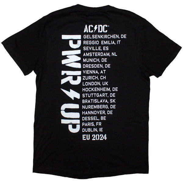 AC/DC | Official Band T-Shirt | PWRD-UP B&W Photo EU Tour '24 (Back Print & Ex-Tour)