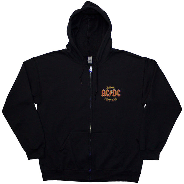 AC/DC | Official Band Zipped Hoodie | High Voltage RnR (Back Print)