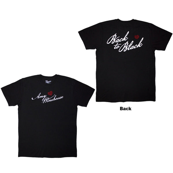 Amy Winehouse | Official Band T-Shirt | Back To Black (Black) (Back Print)