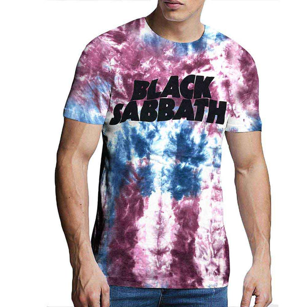 Black Sabbath | Official Band T-Shirt | Wavy Logo (Wash Collection) (Blue & Pink)