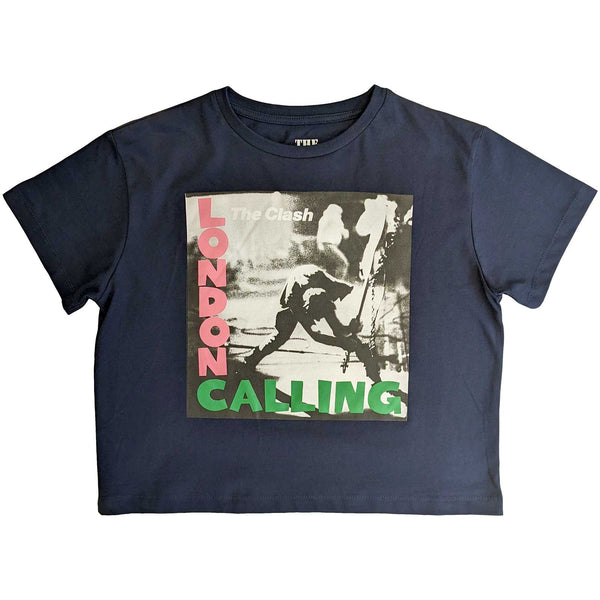 The Clash London Calling: Ladies navy Crop Top