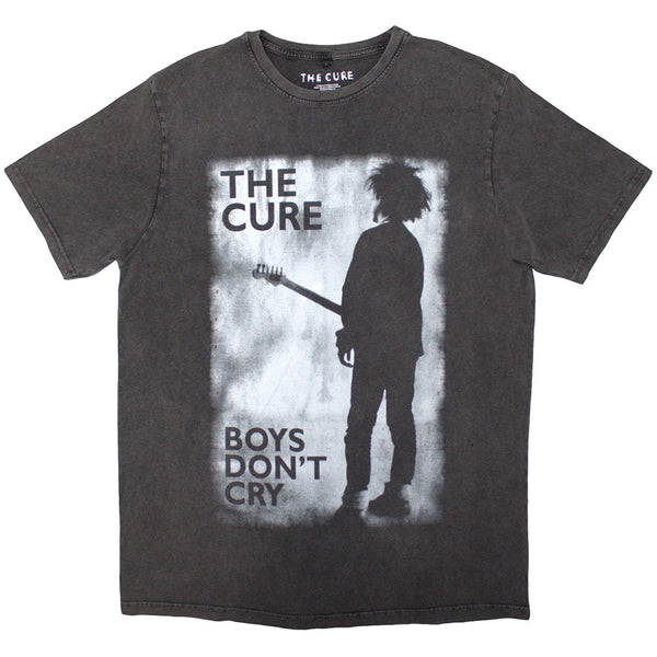 The Cure | Official Stone Wash Band T-Shirt | Boys Don't Cry Black & White (Charcoal Grey)