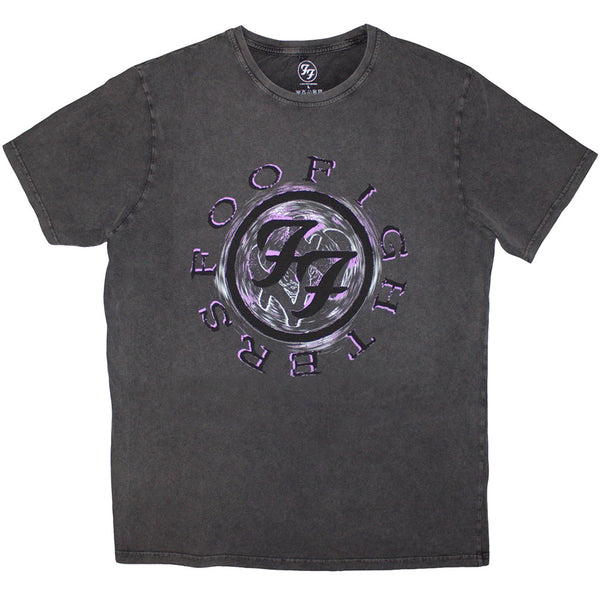 Foo Fighters | Official Stone Wash Band T-Shirt | Wheel Logo Shadow (Charcoal Grey)