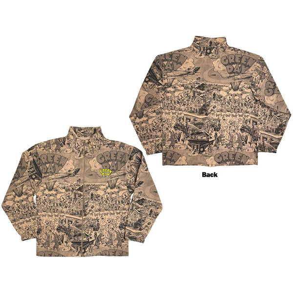 Green Day | Official Band Zip Jacket | Dookie All Over Print (Brown) (Back Print)