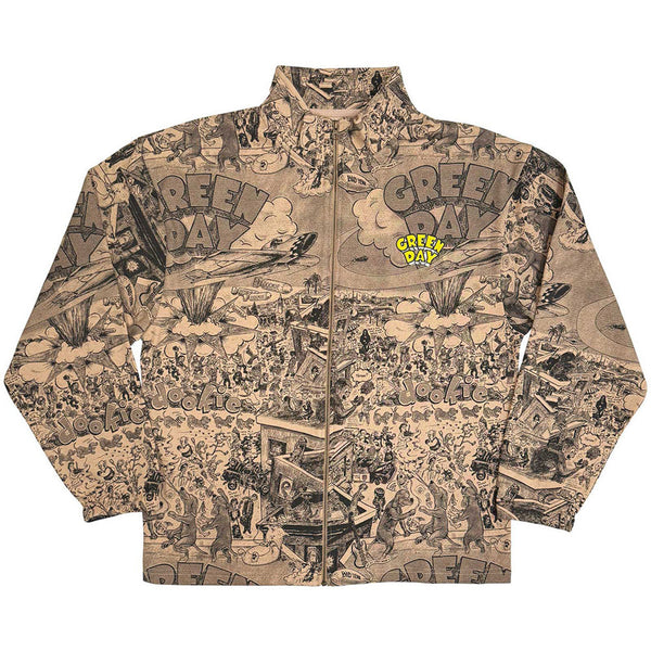Green Day | Official Band Zip Jacket | Dookie All Over Print (Brown) (Back Print)