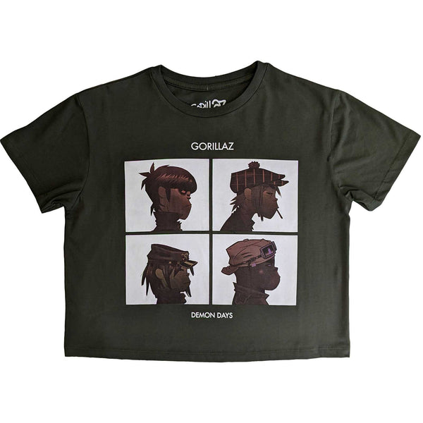 Gorillaz Demon Days: Ladies green Crop Top
