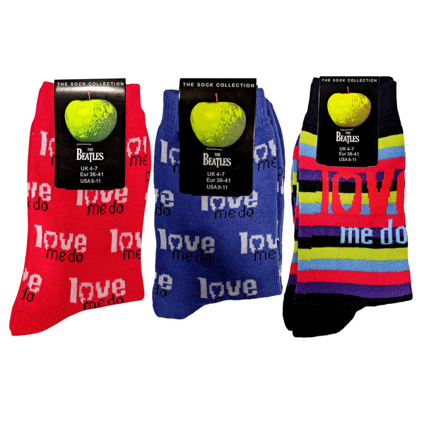 The Beatles Ladies Ankle Socks Set of 3 'Love Me Do' (UK 4-7, USA 9-11, EU 36-41)