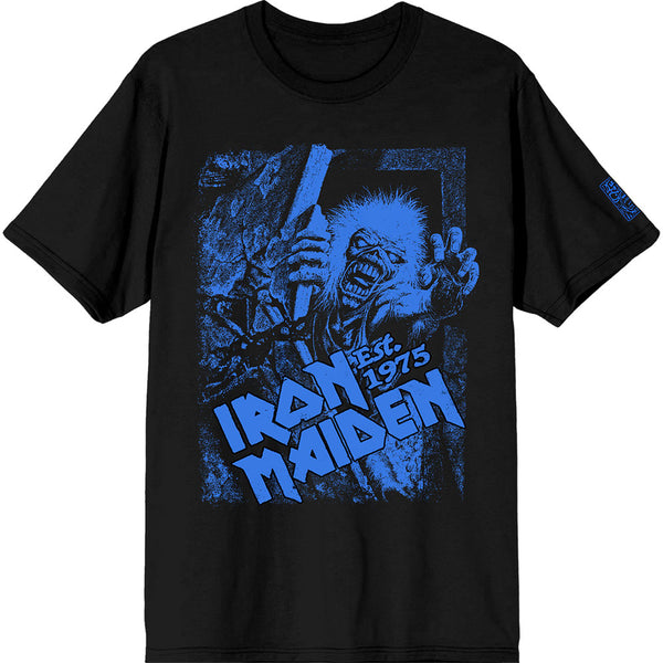Iron Maiden | Official Band T-Shirt | Est. 1975 No Prayer Grave Blue (Sleeve Print)