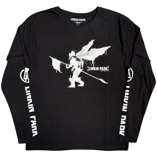 Linkin Park | Official Band Layered Long Sleeve T-Shirt | Street Soldier (Black) (Sleeve Print)