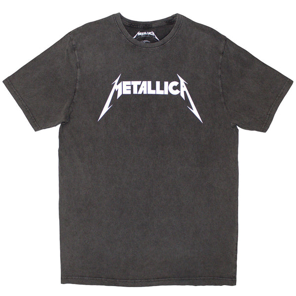 Metallica | Official Stone Wash Band T-Shirt | Logo (Charcoal Grey)