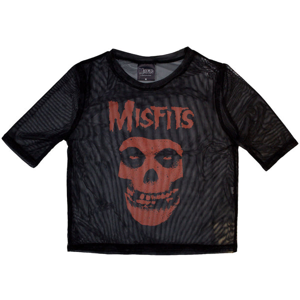 Misfits | Official Ladies Crop Top | Orange Logo & Skull (Mesh)