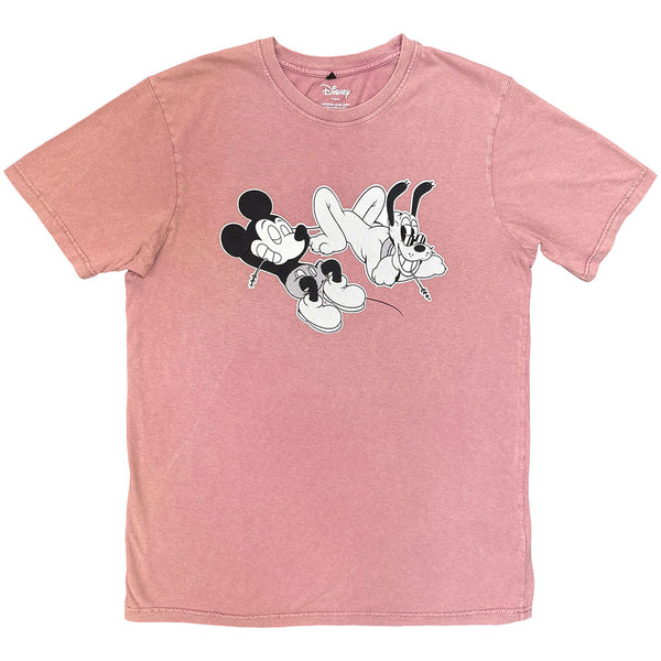 Disney | Official Band Stone Wash T-Shirt | Mickey & Pluto Relax (Kashmir Red)