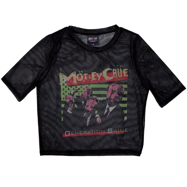 Motley Crue | Official Ladies Crop Top | Generation Swine (Mesh)