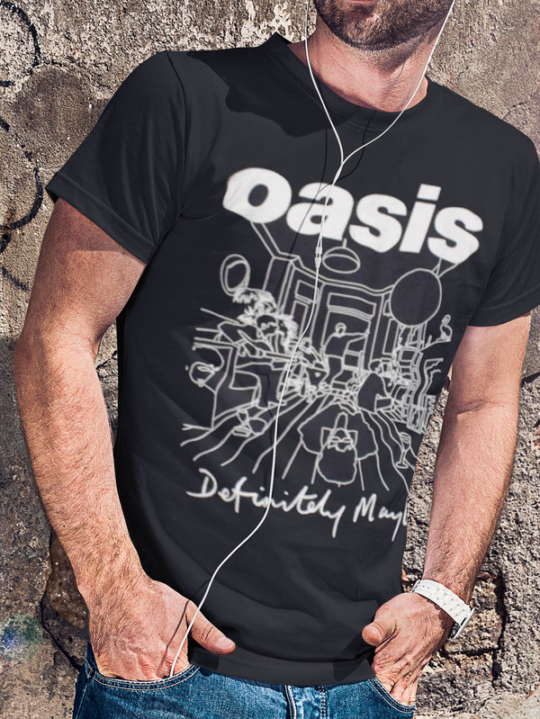 Oasis | Official Band T-Shirt | Definitely Maybe Line Drawing