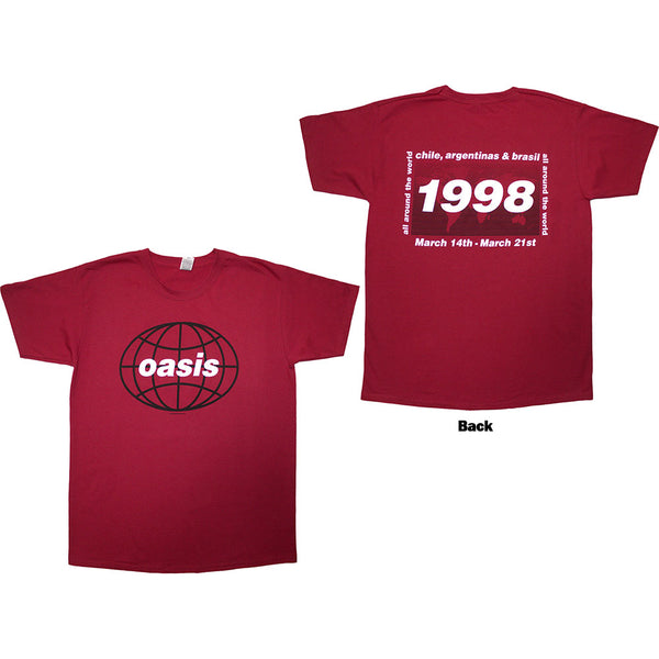 Oasis | Official Band T-Shirt | 1998 World Tour - South America  (Back Print)