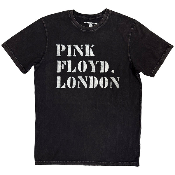 Pink Floyd | Official Band Stone Wash T-Shirt | Stencil Logo (Black)