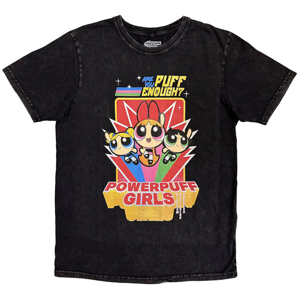 Power Puff Girls | Official Band Stone Wash T-Shirt | Are You Puff Enough? (Black)