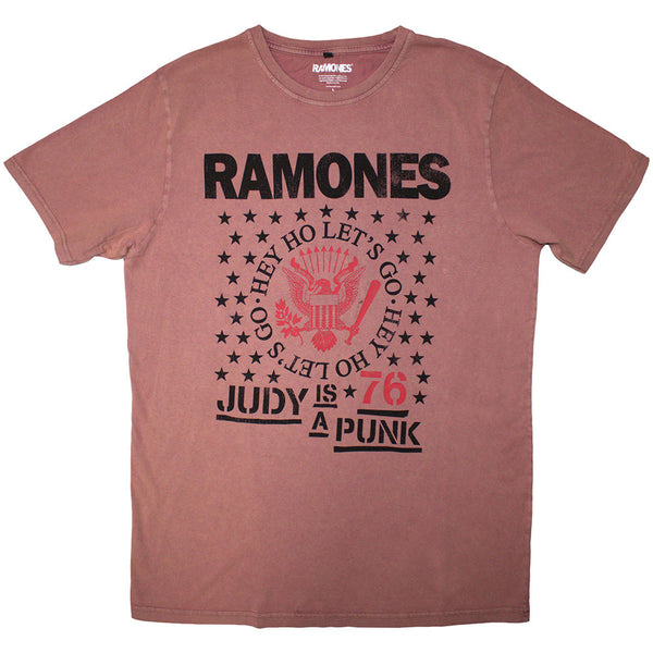 Ramones | Official Stone Wash Band T-Shirt | Hey Ho Judy (Kashmir Red)