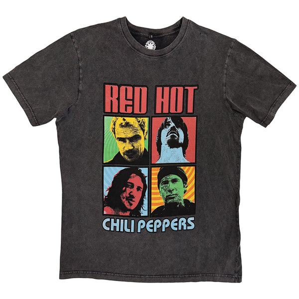 Red Hot Chili Peppers | Official Band Stone Wash T-Shirt | Portrait Photos (Charcoal Grey)