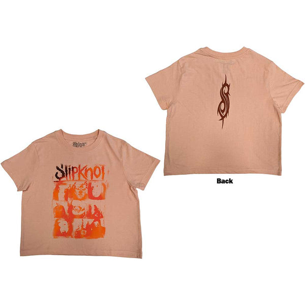 Slipknot | Official Ladies Crop Top | The End So Far Faces Grid (Back Print)