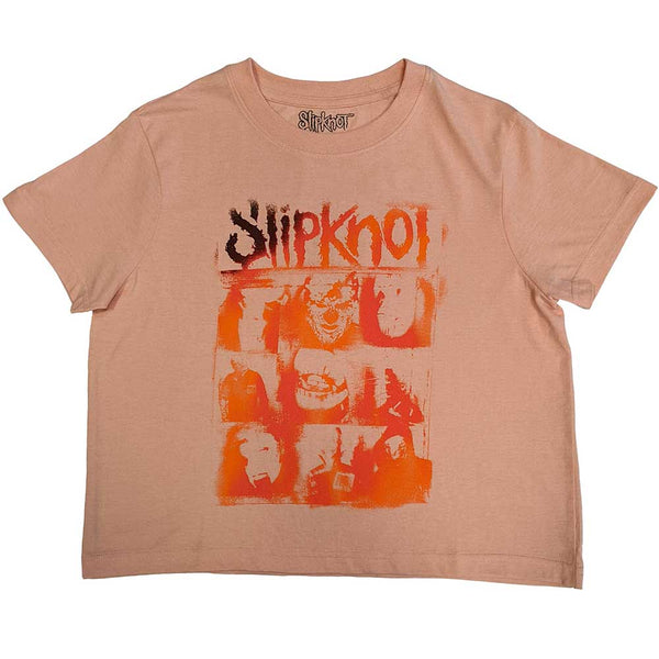 Slipknot | Official Ladies Crop Top | The End So Far Faces Grid (Back Print)