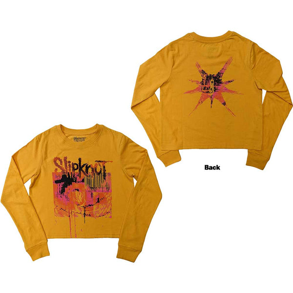 Slipknot | Official Ladies Long Sleeve Crop Top | The End So Far Barcode (Back Print)