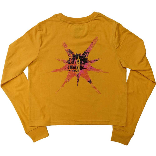 Slipknot | Official Ladies Long Sleeve Crop Top | The End So Far Barcode (Back Print)