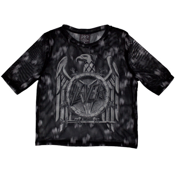 Slayer | Official Ladies Crop Top | Mono Eagle (Mesh)