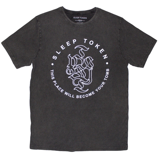 Sleep Token | Official Stone Wash Band T-Shirt | Tomb Text Ring (Charcoal Grey)