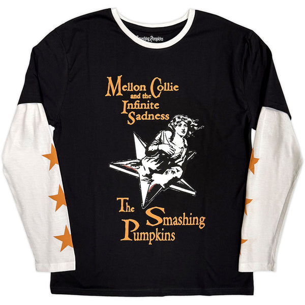 The Smashing Pumpkins | Official Band Layered Long Sleeve T-Shirt | Infinite Sadness (Black & White) (Sleeve Print)