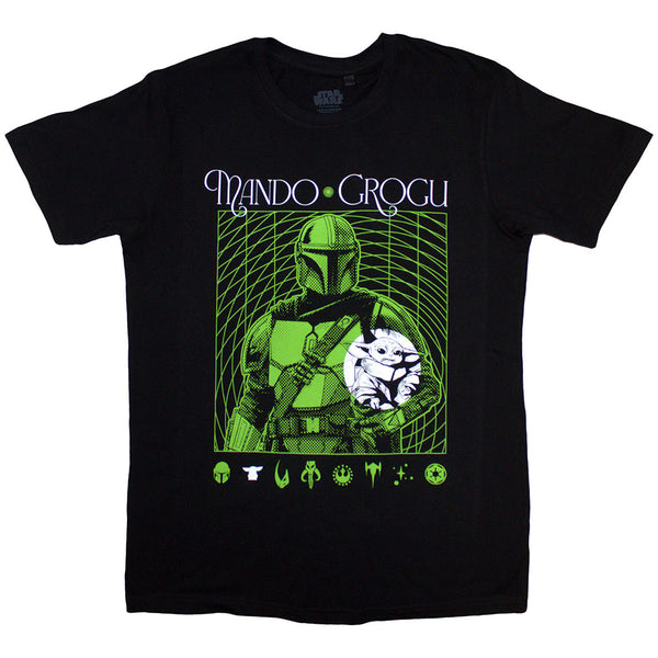 Star Wars | Official Movie T-Shirt | The Mandalorian Mando & Grogu Neon