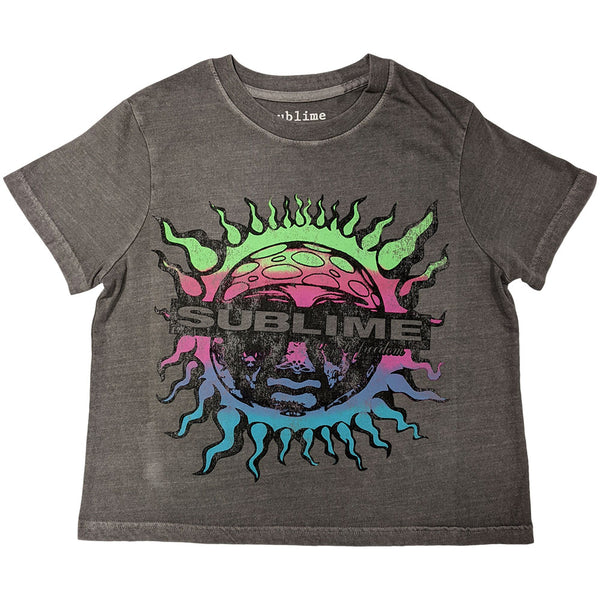 Sublime | Official Band Crop Top | Gradient Sun (Grey)
