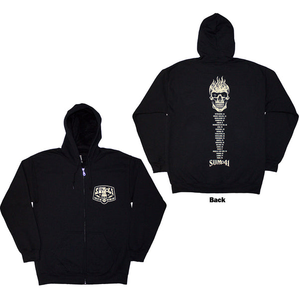 Sum 41 | Official Band Zipped Hoodie | Tour '24 Pocket Logo & Skull Back (Back Print & Ex-Tour)