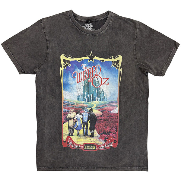 The Wizard of Oz | Official Band Stone Wash T-Shirt | Yellow Brick Road (Charcoal Grey)