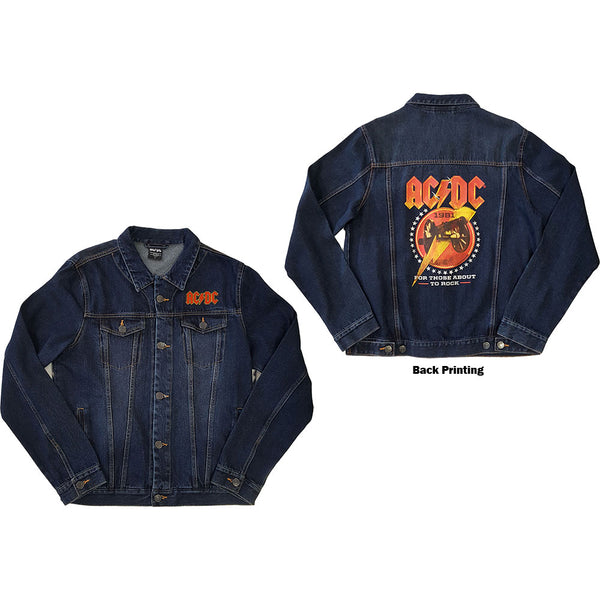 AC/DC Unisex Denim Jacket: About To Rock (Back Print)