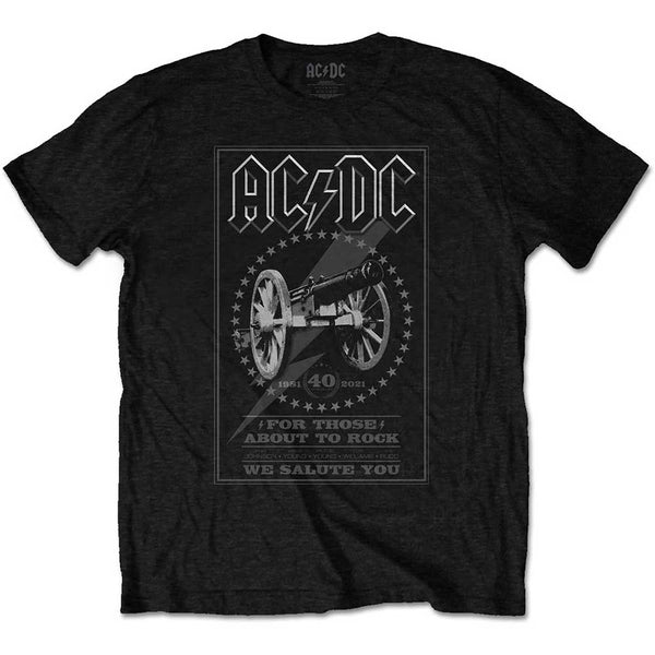AC/DC | Official Band T-Shirt | FTATR 40th Monochrome (Back Print)