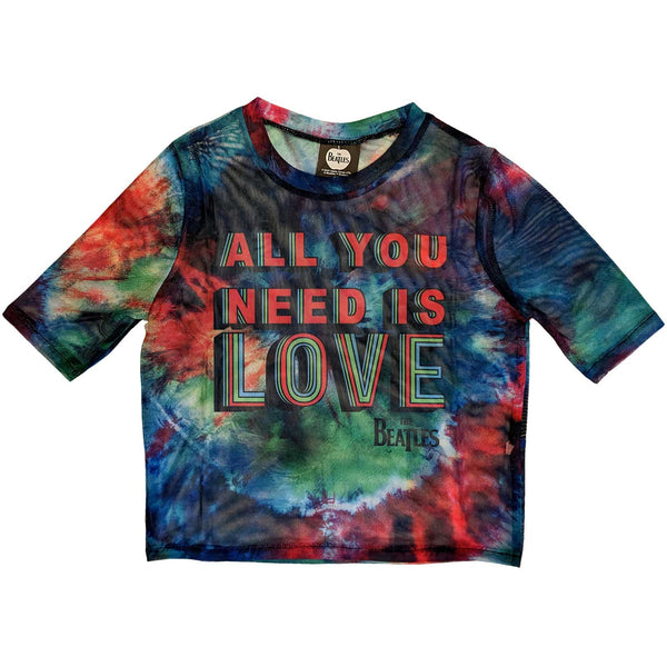 The Beatles Ladies Crop Top: All You Need Is Love (Mesh)