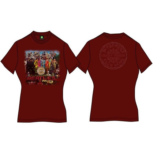 The Beatles Ladies Premium T-Shirt: Sgt Pepper (Back Print)