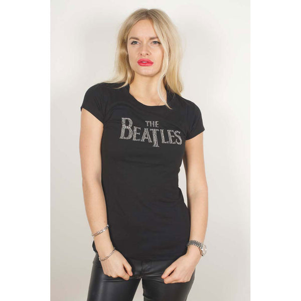 The Beatles Ladies Fashion T-Shirt: Drop T Logo (Diamante)