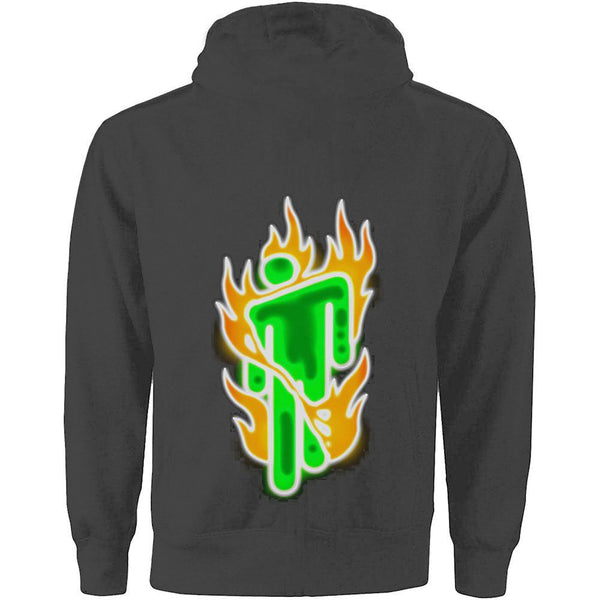 Billie Eilish Unisex Pullover Hoodie: Airbrush Flames Blohsh (Back Print)