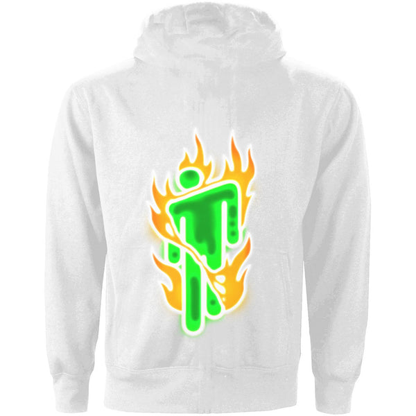 Billie Eilish Unisex Pullover Hoodie: Airbrush Flames Blohsh (Back Print)