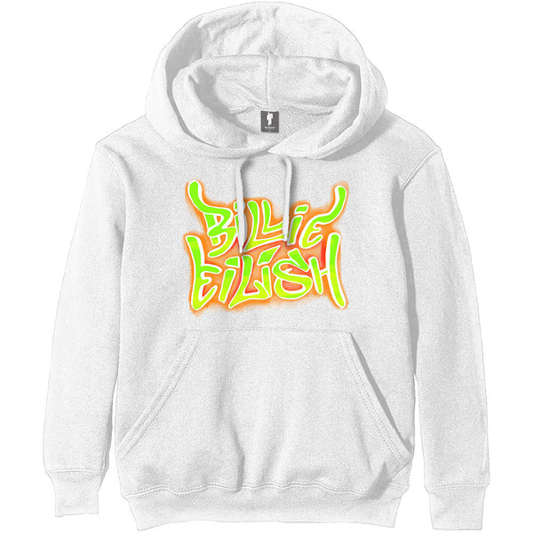 Billie Eilish Unisex Pullover Hoodie: Airbrush Flames Blohsh (Back Print)