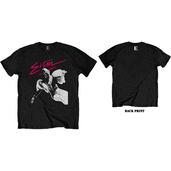 Elton John | Official Band T-Shirt | Pink Brush (Back Print)