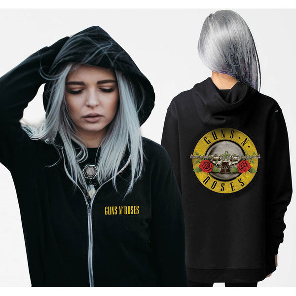 Guns N' Roses Ladies Zipped Hoodie: Classic Logo (Back Print)